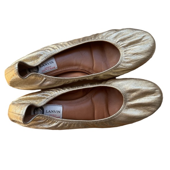 Lanvin Gold Ballet Flats - Picture 2 of 6